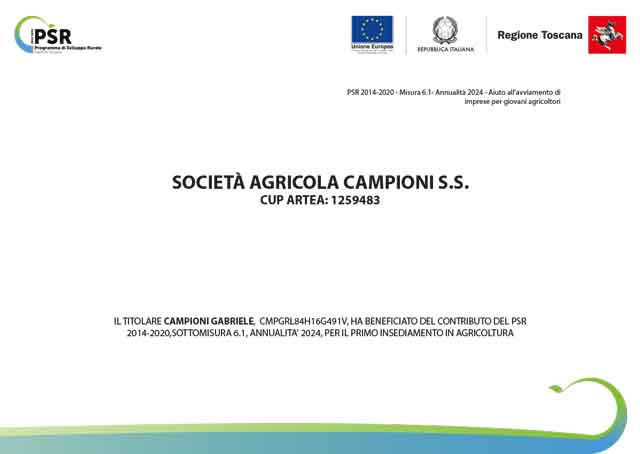 Società Agricola Campioni S.S CUP Artea 1259483